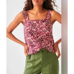 Faherty Pacifica Linen Tank in Rose Desert Bloom Size XS NWT